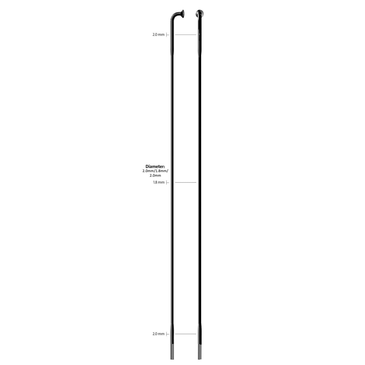 Sapim - spaak 14-182l race rvs zwart zonder nippel (100st)