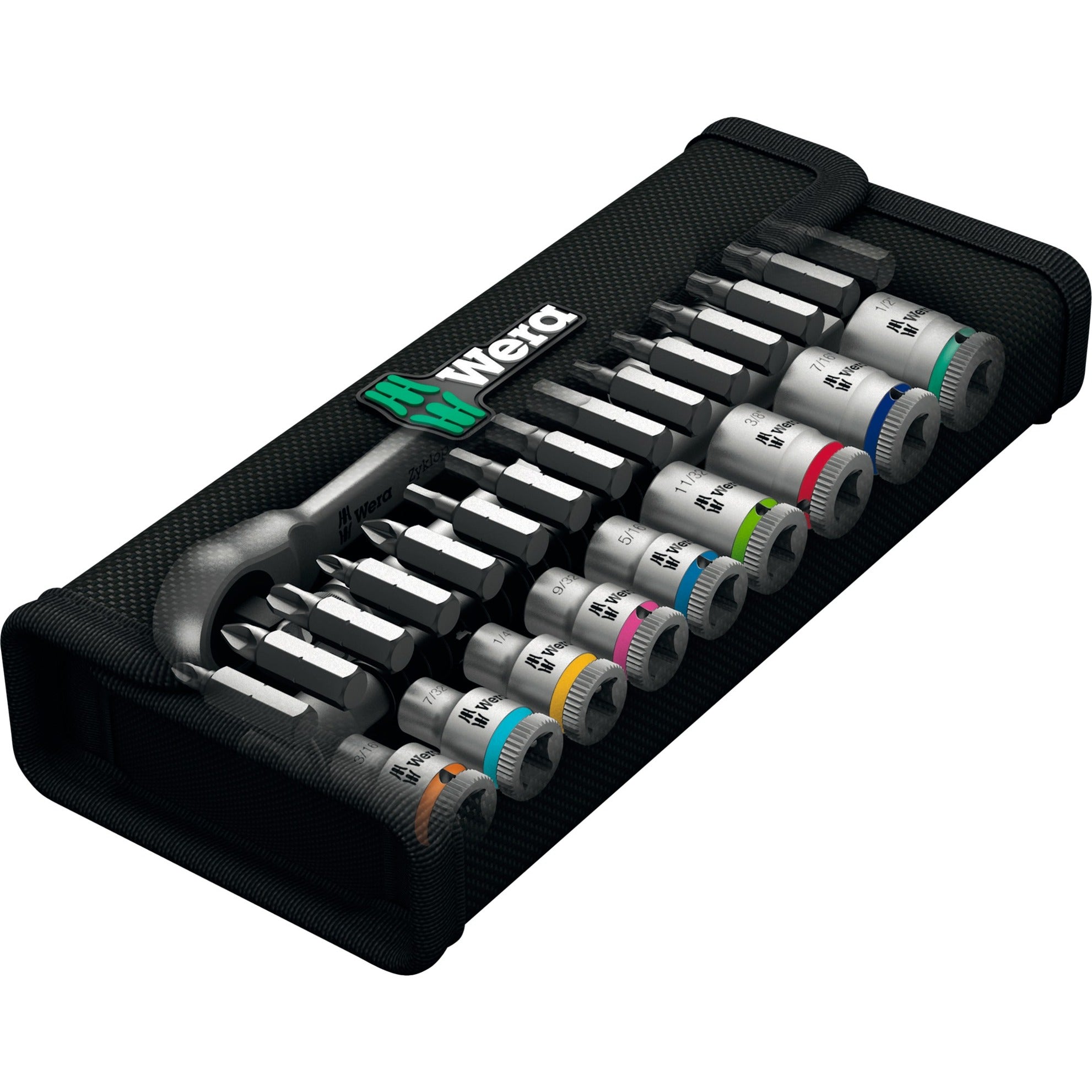 Wera 8100 sa 10 zyklop metal-ratelset doorsteekvierkant, 1 4 -aandrijving, inch , 28 -delig - 1 stuk(s) - 05004020001
