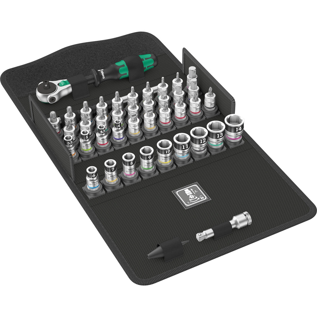 Wera 8100 sa all-in zyklop speed-ratelset, 42-delig gereedschapsset (zwart groen, 1 4 -aandrijving, met vasthoudfunctie, metrisch)