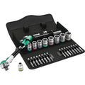 Wera 8100 sb 9 zyklop speed ratelset gereedschapsset (zwart groen, 29-delig, speedratel met draaibare kop)