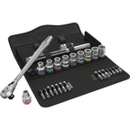Wera 8100 sc 11 zyklop metalen ratelset gereedschapsset (zwart groen, 28-delig, volledig metalen omschakelbare ratel)