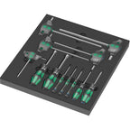 Wera 9713 schuimrubberen inzetstuk met hex schroevendraaiers set 1, 12‑delig (zwart grijs, in schuiminzet voor werkplaatswagen)