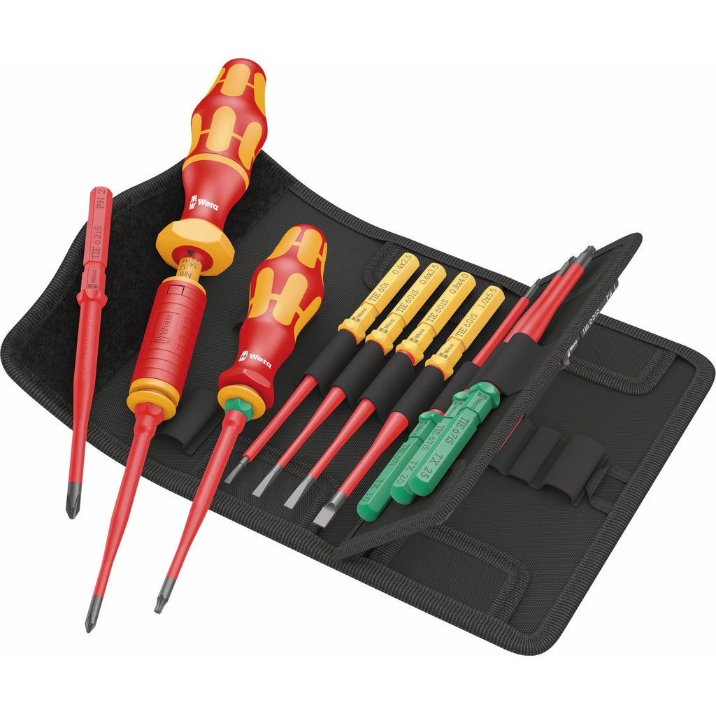 Wera kraftform kompakt vde 16 torque extra slim 1 tool finder schroevendraaier (rood geel, 16‑delig)
