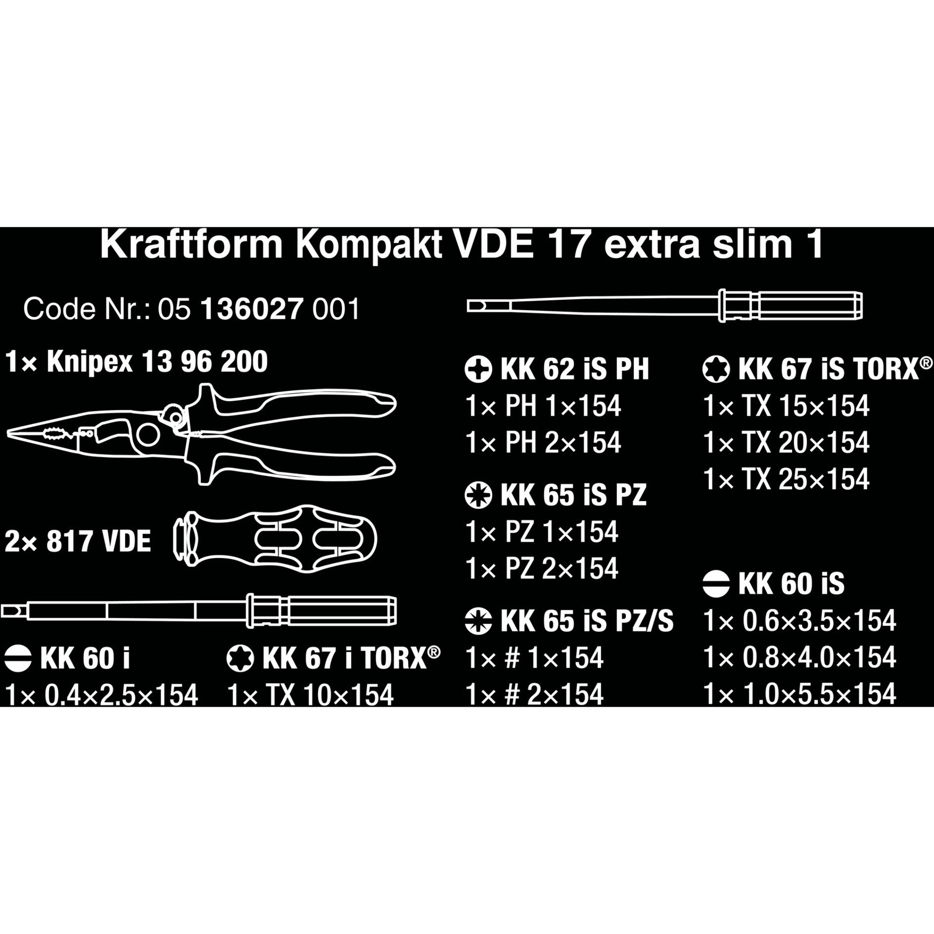 Wera Kraftform Kompakt VDE 17 extra slim 1, 16-delig