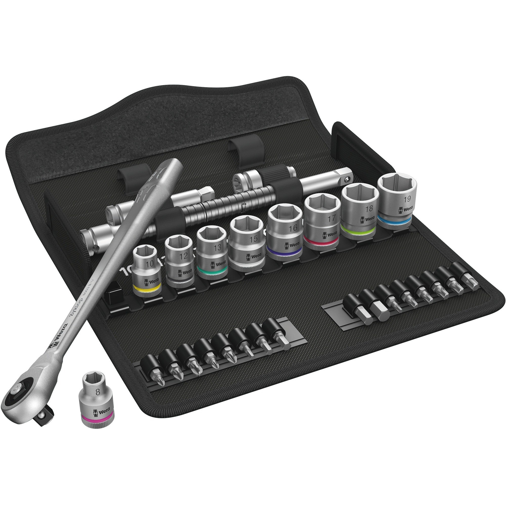 Wera zyklop metal-knarrens.8100 sb7 3 8 gereedschapsset ( 28-delig )