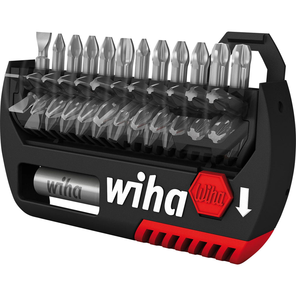 Wiha bitset flipselector standard 25 mm phillips, pozidriv, torx® 15-delig 1 4 c6,3 met riemclip in blister - 39060 - 39060a