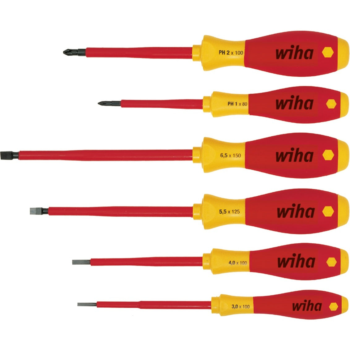 Wiha schroevendraaierset softfinish electric (rood geel, 6-delig)