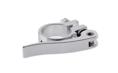 Collier de serrage pour tige de selle avec dégagement rapide 38,5 mm, argent (emballage suspendu)