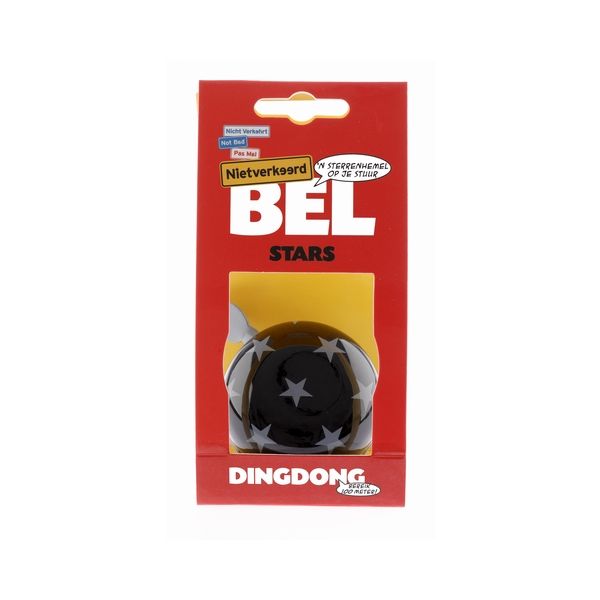 Nv ding dong bel 60mm stars zwart met sterren kaart