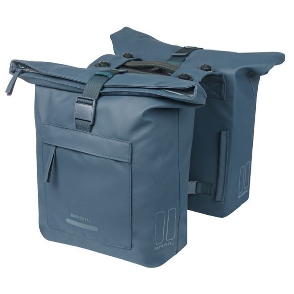 Basil B.V. - B.V. Dubbele fietstas basil brooklyn mik 41l 14 x 30 x 37 cm - blauw