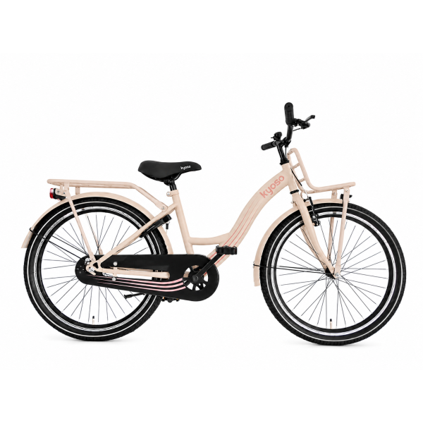 Kyoso - Kyoso Kinderfiets blossom mocha 24 inch met remnaaf - mat taupe/roze