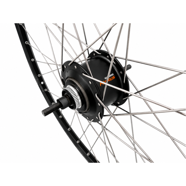 Shimano - Achterwiel 28 1/4inch nexus 8 naaf (zwart) - zac2000 velg (zwart) met rvs spaken - voor schijfrem