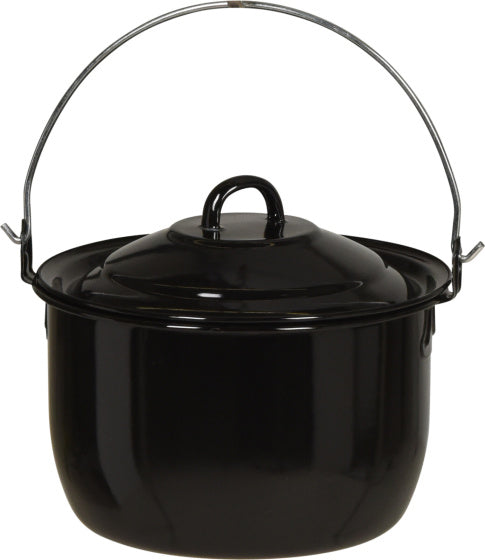 Ambiance emaille pan met deksel voor bbq ø 20 cm 3,3 liter zwart