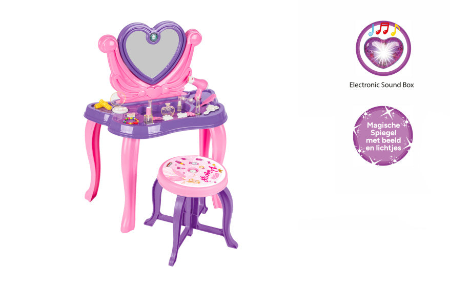 Pilsan Heart speelgoedmake-uptafel met geluid paars 21-delig