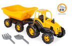 Pilsan Tractor met aanhangwagen geel zwart 4-delig