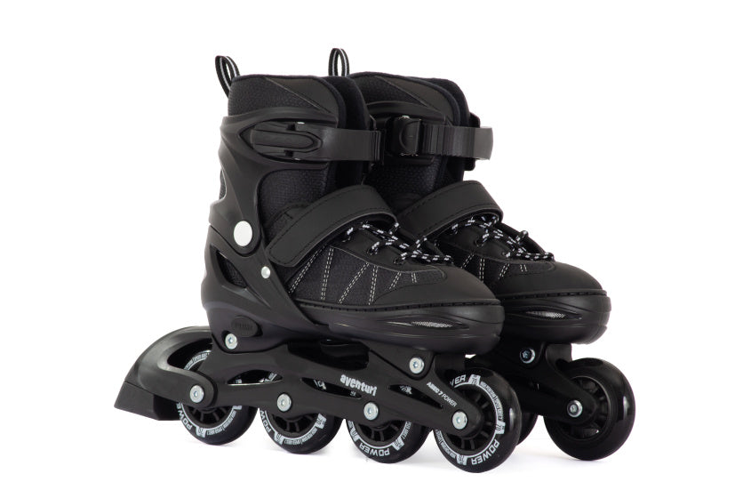 Aventuri verstelbare inline skates semi-softboot zwart maat 34-37 (m)