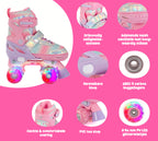 Aventuri verstelbare rolschaatsen met lichtjes roze glitter maat 31-34 (s)