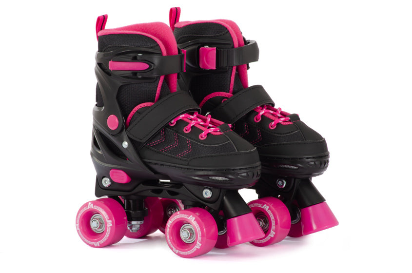 Aventuri verstelbare rolschaatsen semi-softboot zwart roze maat 31-34 (s)