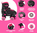 Aventuri verstelbare rolschaatsen semi-softboot zwart roze maat 31-34 (s)