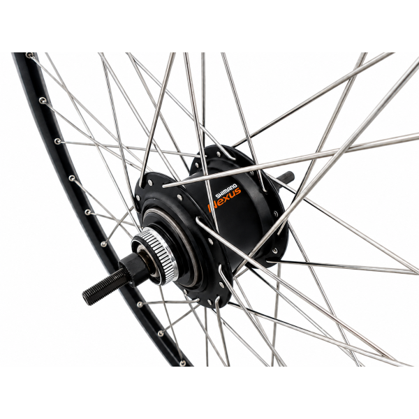 Shimano - Achterwiel 28 inch nexus 7 naaf (zwart) - zac2000 velg (zwart/zilver) met rvs spaken - voor schijfrem