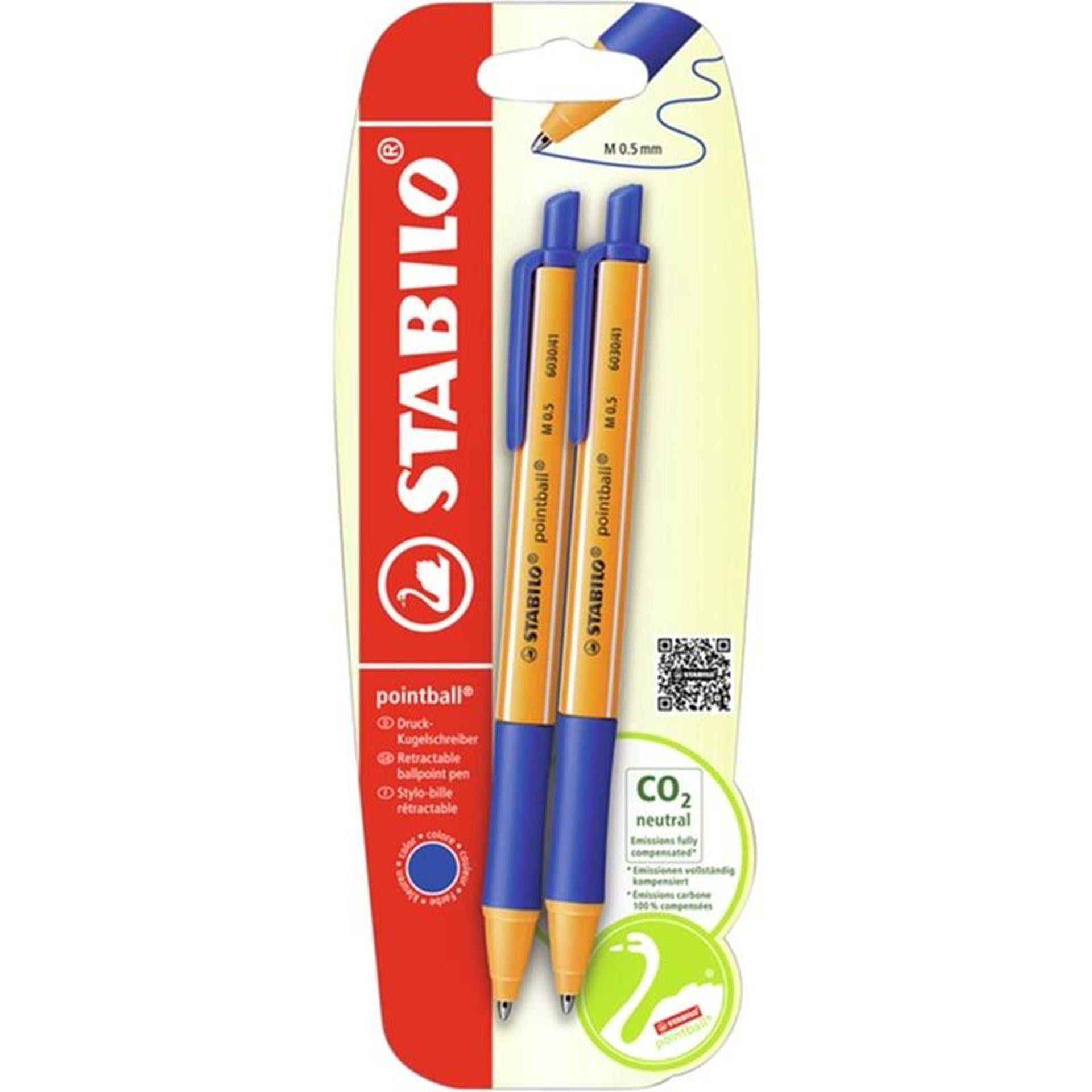 Stabilo - Stabilo pointball balpennen blauw - 2dlg.