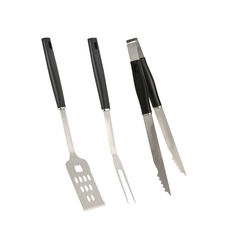 Bbq barbecue gereedschapset 3-delig zwart