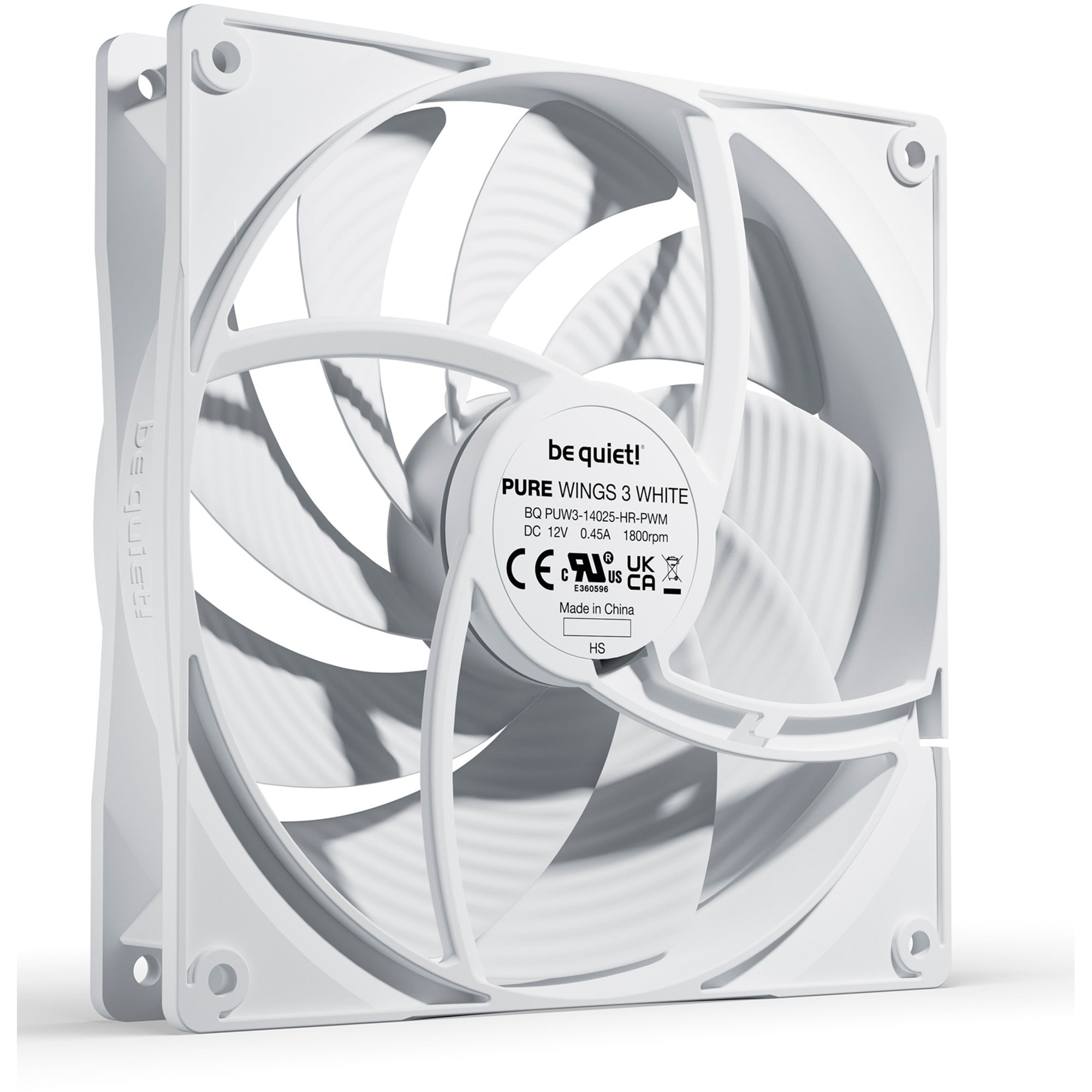 Be quiet! pure wings 3 pwm high-speed case fan (wit, 140 x 140 x 25 mm)