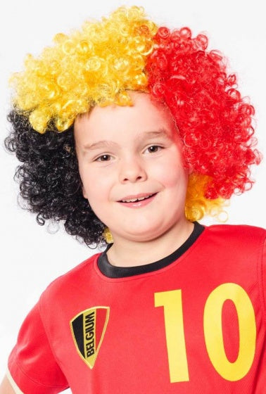 België Tricolore Belgium WK supporterspruik zwart geel rood