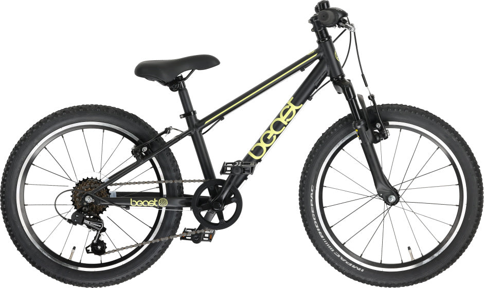 Bikefun - Bikefun The beast 20 inch 28 cm jongens 6v v-brakes matzwart/geel