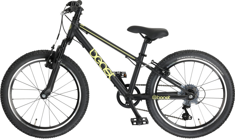 Bikefun - Bikefun The beast 20 inch 28 cm jongens 6v v-brakes matzwart/geel