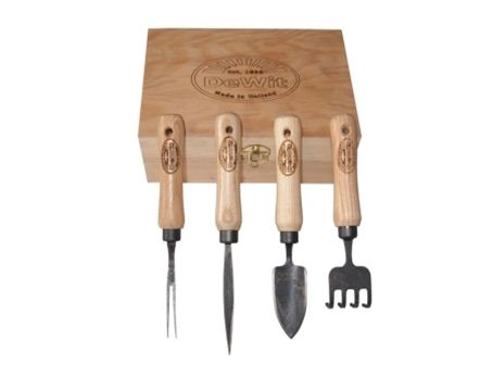 De wit bonsai set 4 stuks in houten doos