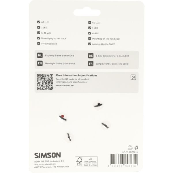 Simson koplamp aurora e-line 60hb