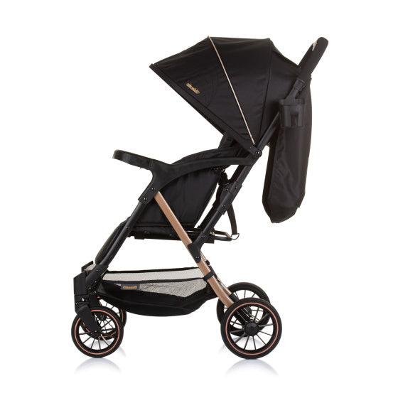 Chipolino amber opvouwbare buggy met voetenhoes obsidian zwart