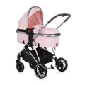 Chipolino aura opvouwbare 3-in-1 kinderwagen met luiertas roze