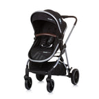 Chipolino aura opvouwbare 3-in-1 kinderwagen met luiertas obsidian zwart zilver