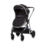 Chipolino aura opvouwbare 3-in-1 kinderwagen met luiertas obsidian zwart zilver