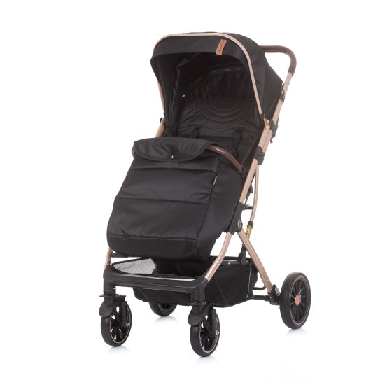 Chipolino combo opvouwbare buggy met voetenhoes ebony zwart beige