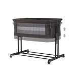 Chipolino zen co-sleeper box met klamboe obsidian zwart