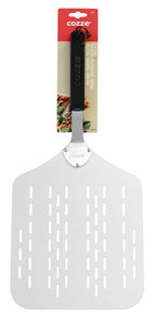 Cozze Pizzaschep met gaatjes Aluminium 60 cm zilver zwart