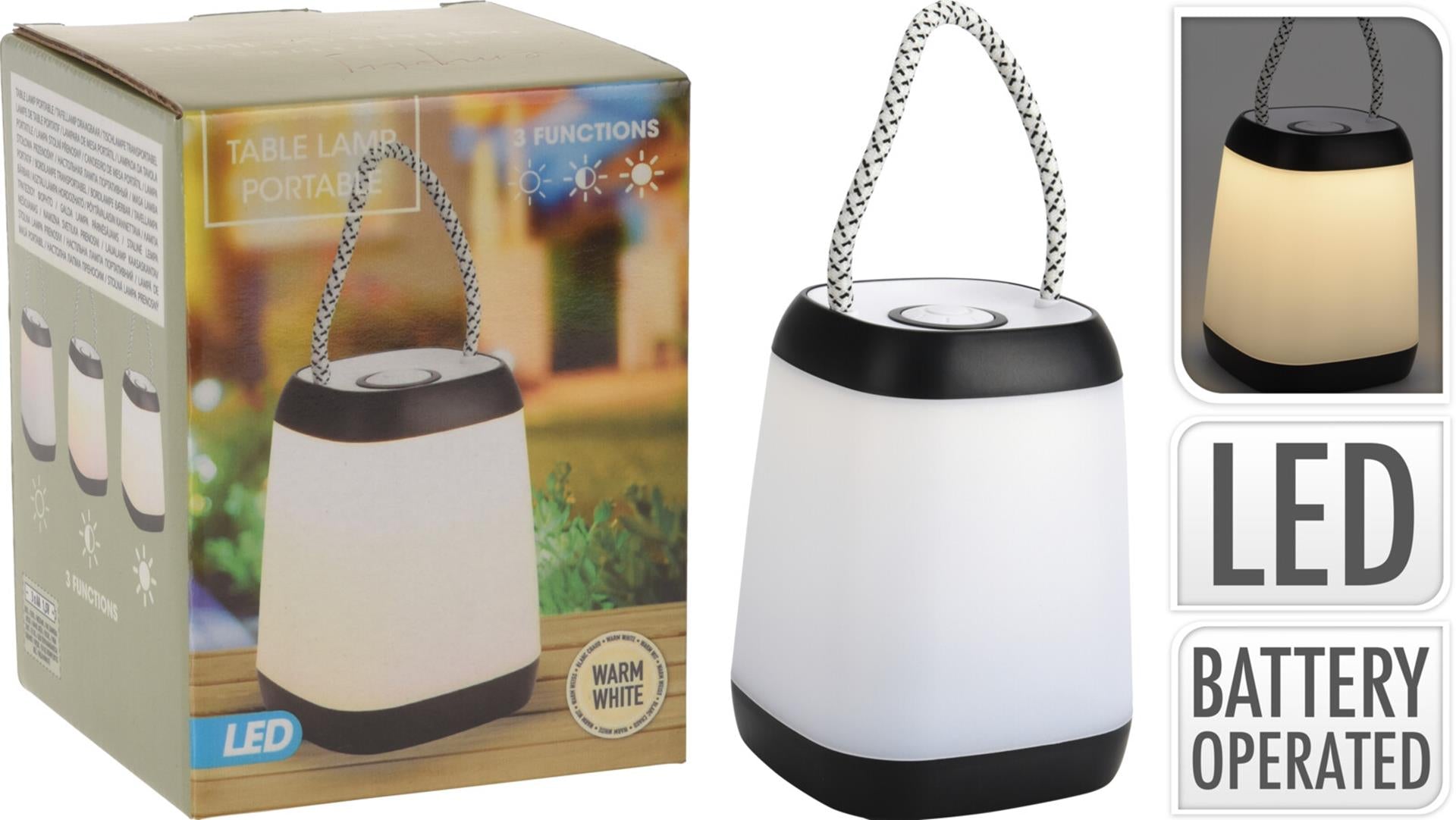 Home styling tafellamp draagbaar led zwart