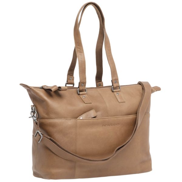 Sac à vélo newlooxs verla 34 x 18 x 44cm 21 litres - en cuir de luxe - cognac