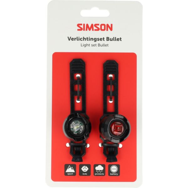 Simson - Verlichtingsset bullet batterij - zwart