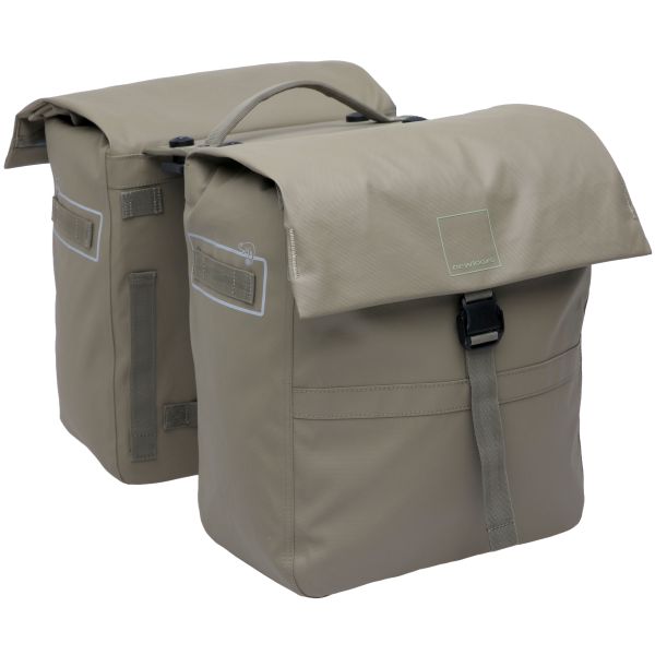 Burgers - New Looxs - Burgers - New Looxs ® leeds double mik 2.0 - dubbele fietstas – past op mik bagagedragers – gerecycled materiaal - geschikt voor elektrische fietsen – 38 liter - taupe
