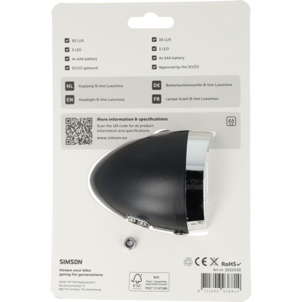 Simson - koplamp classic luxurious batterij