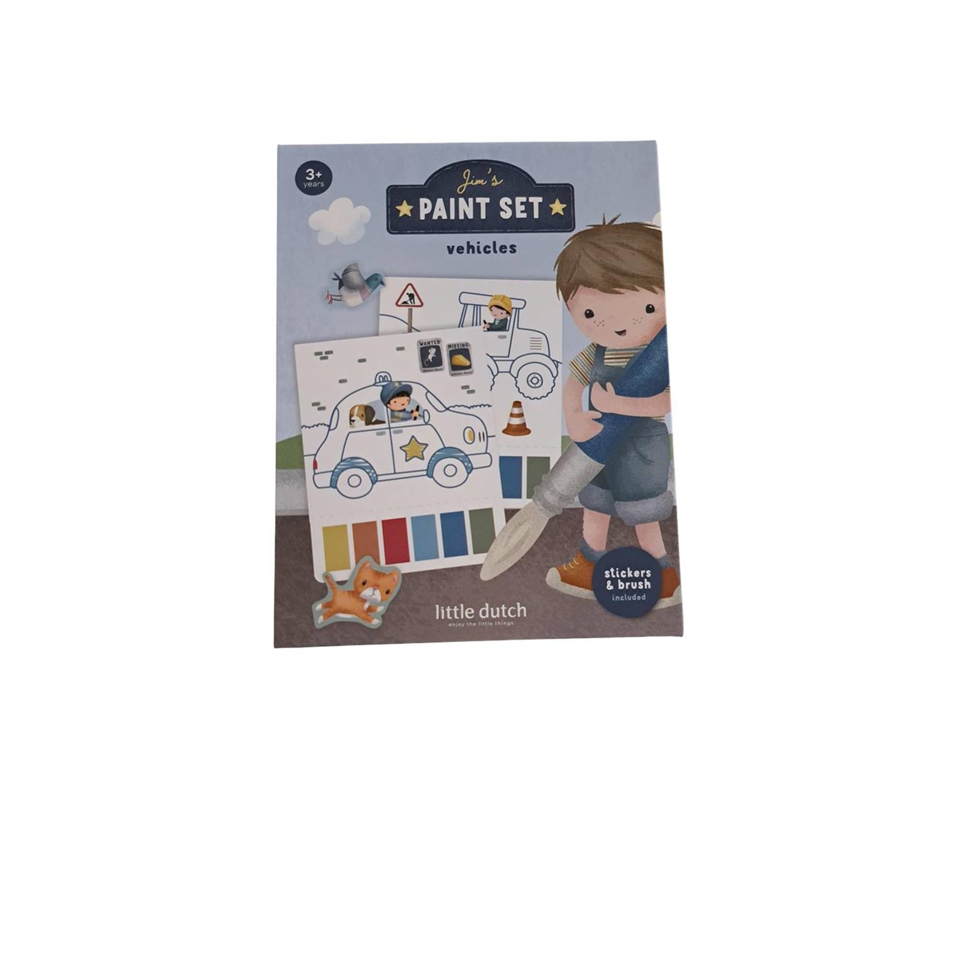 Little Dutch - Little Dutch waterverfset jim voetuigen - incl. kwast en stickers