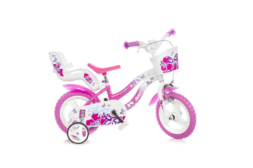 Dino flappy 12 inch 21 cm meisjes doortrapper wit roze