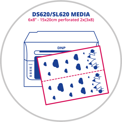 Dnp papier 2 rol à 200 st. 15x20 geperforeerd op 7,5x20 voor ds620