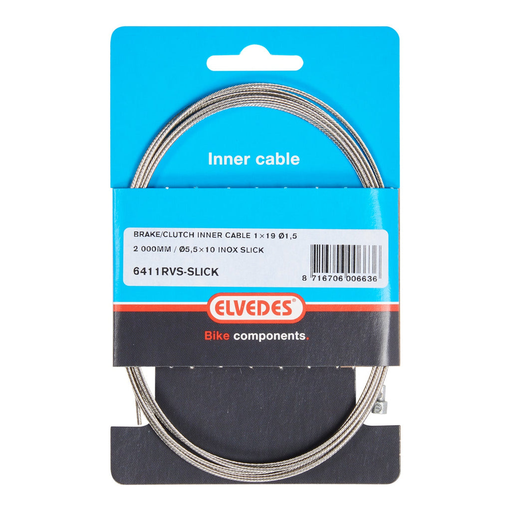 Elvedes Cable Systems- Cable Systems rem binnenkabel 2000mm rvs slick �15mm v-nippel