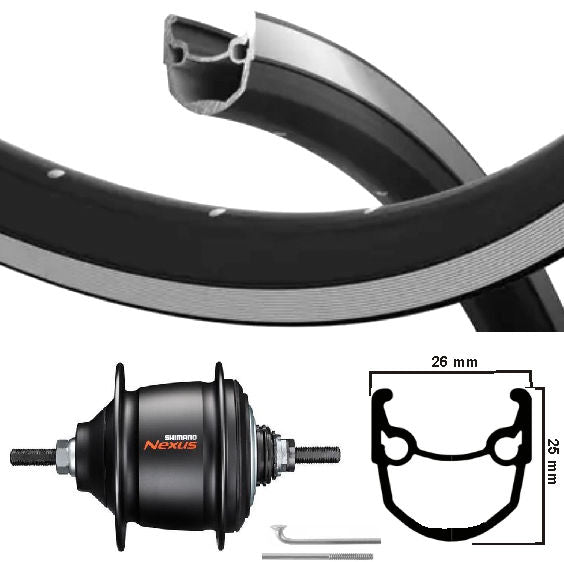 Kgs achterwiel 28 inch (622) ryde velg zwart nexus 8 rb zwart met remrand
