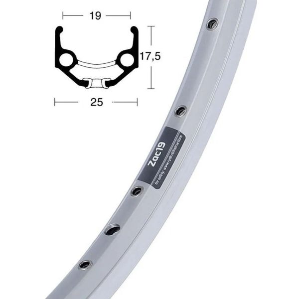Ryde - Velg zac 19 28" / 622*19c - zilver